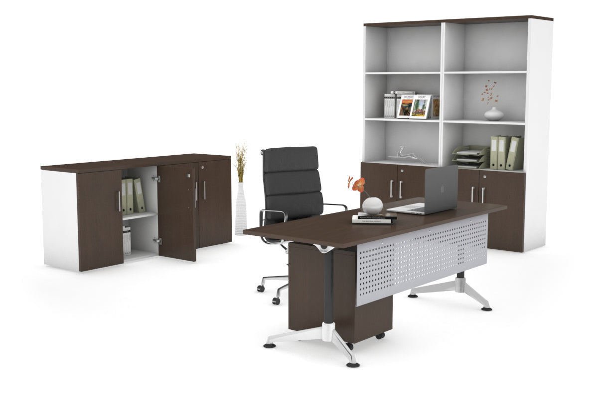 Executive Office Desk Blackjack [1600L x 700W] Ooh La La wenge silver modesty 