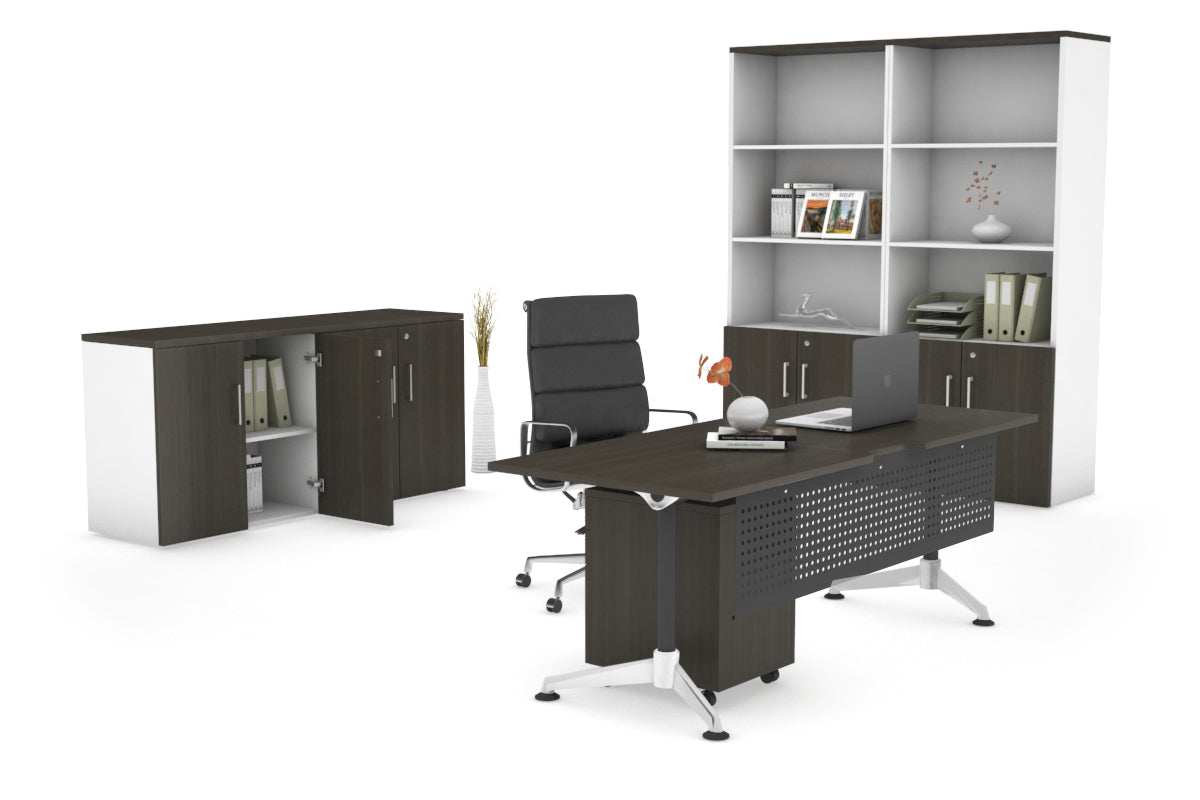 Executive Office Desk Blackjack [1800L x 800W] Ooh La La dark oak black modesty 