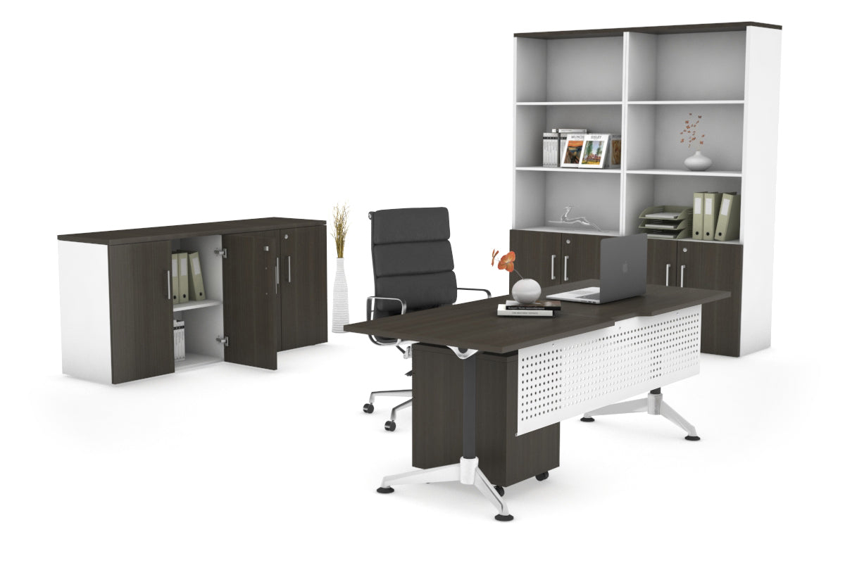 Executive Office Desk Blackjack [1800L x 800W] Ooh La La dark oak white modesty 