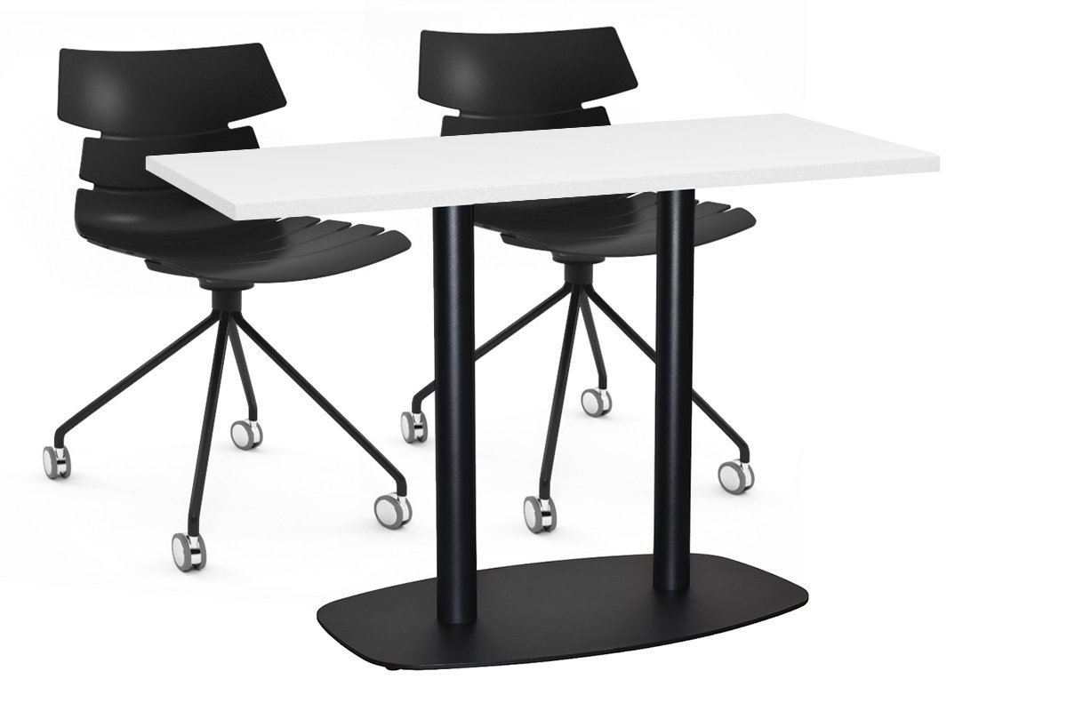 EZ Hospitality Arc Cafe Table Double Base - Black Frame [1400L x 700W] EZ Hospitality white 