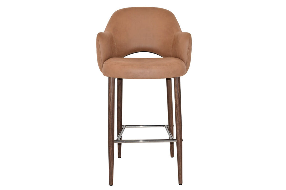 Environmental image of EZ Hospitality Avalon Stool Light Walnut with Arms - 750mm Seat Height