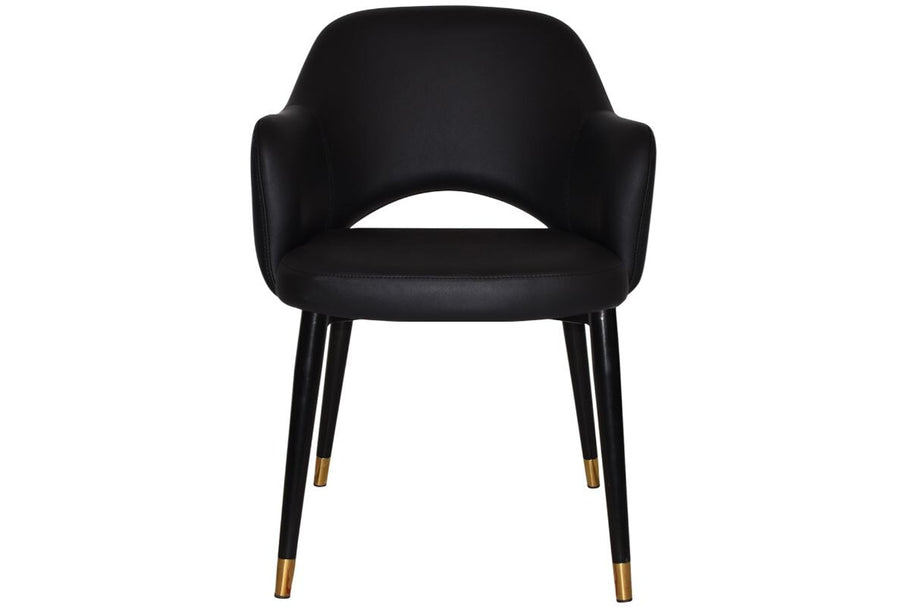 Environmental image of EZ Hospitality Cairo Indoor Armchair Metal Base - Slim Black Brass 4 Leg