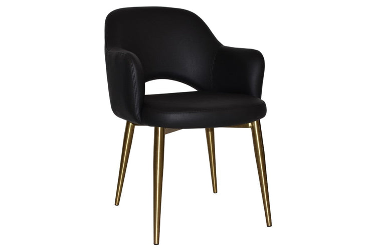 EZ Hospitality Cairo Indoor Armchair Metal Base - Brass 4 Leg EZ Hospitality vinyl black 