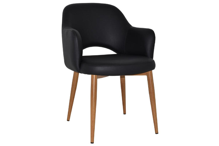 EZ Hospitality Cairo Indoor Armchair Metal Base - Slim Light Oak 4 Leg EZ Hospitality vinyl black 