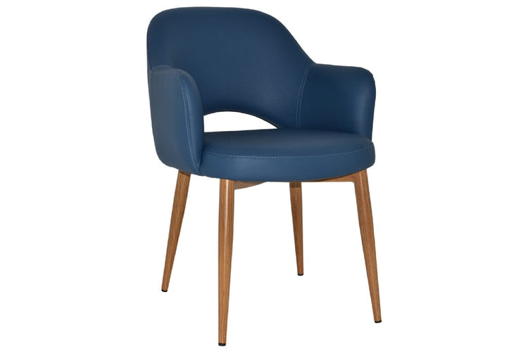 EZ Hospitality Cairo Indoor Armchair Metal Base - Slim Light Oak 4 Leg EZ Hospitality vinyl blue 