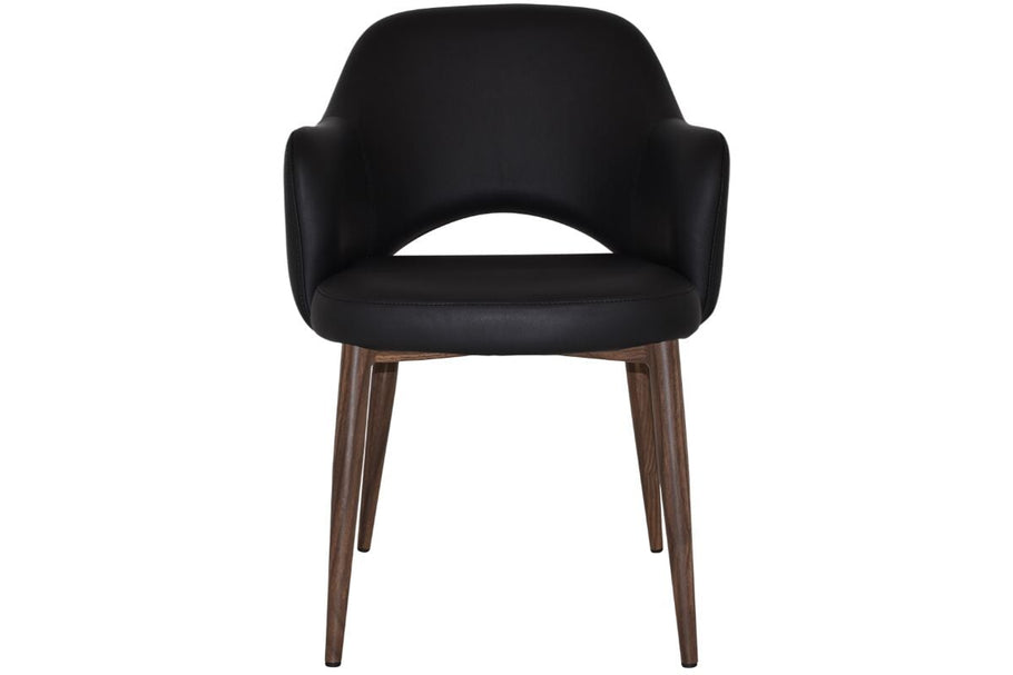 Environmental image of EZ Hospitality Cairo Indoor Armchair Metal Base - Slim Light Walnut 4 Leg