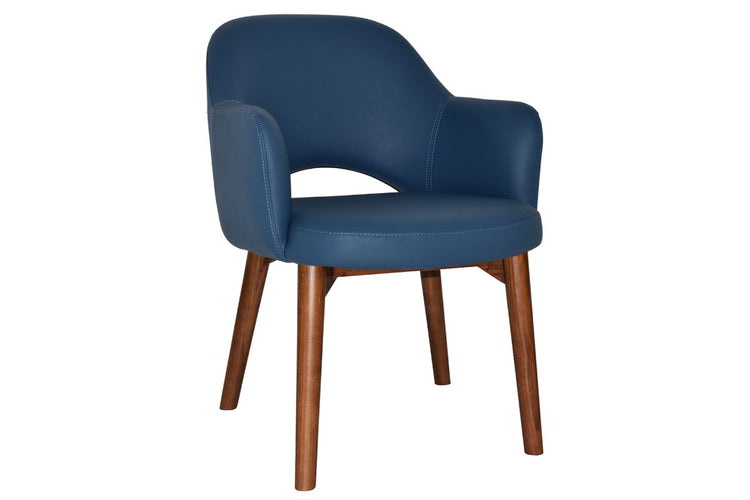 EZ Hospitality Cairo Indoor Armchair Timber Base - Light Walnut 4 Leg EZ Hospitality vinyl blue 