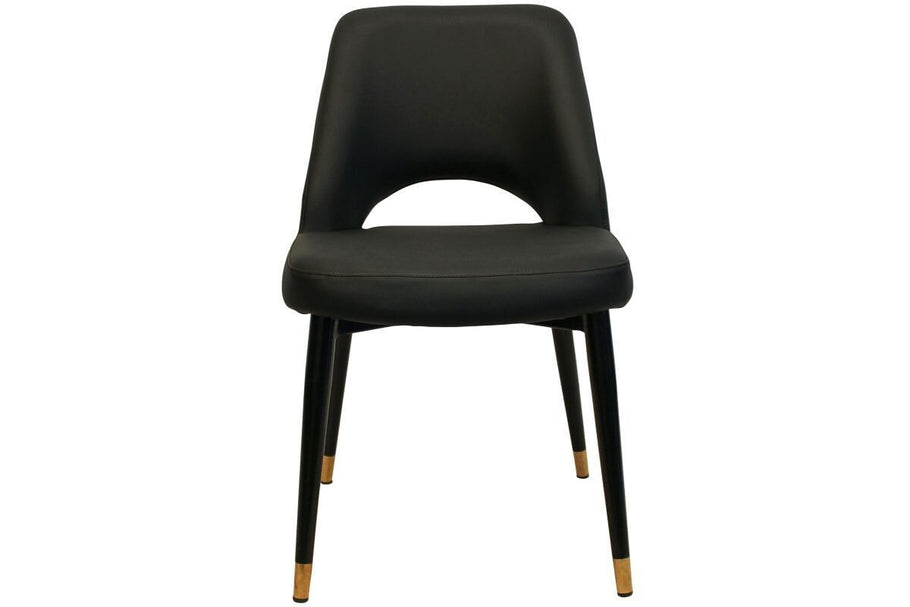 Environmental image of EZ Hospitality Cairo Indoor Armless Chair Metal Base - Black Brass 4 Leg