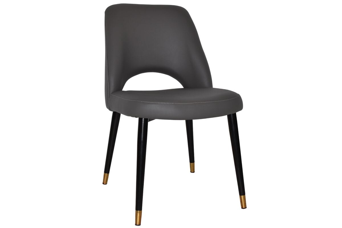 EZ Hospitality Cairo Indoor Armless Chair Metal Base - Black Brass 4 Leg EZ Hospitality vinyl charcoal 
