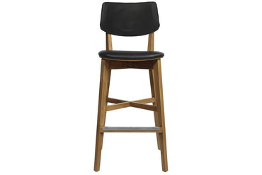 EZ Hospitality Phoenix Timber Stool - Black Vinyl Seat and Back EZ Hospitality light oak