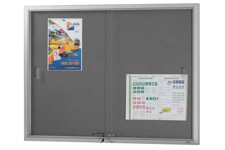 Environmental image of Felt Notice Board Sliding Glass Door Silver Frame