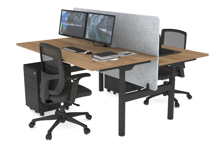 Flexi Premium Height Adjustable 2 Person H-Bench Workstation - Black Frame [1200L x 800W with Cable Scallop] Jasonl salvage oak light grey echo panel (820H x 1200W) none