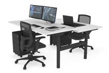  - Flexi Premium Height Adjustable 2 Person H-Bench Workstation - Black Frame [1200L x 800W with Cable Scallop] - 1
