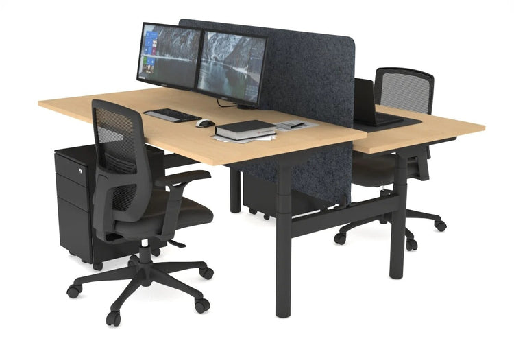 Flexi Premium Height Adjustable 2 Person H-Bench Workstation - Black Frame [1800L x 800W with Cable Scallop] Jasonl maple dark grey echo panel (820H x 1600W) none