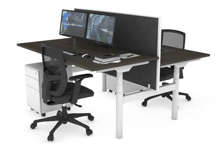 Flexi Premium Height Adjustable 2 Person H-Bench Workstation - White Frame [1600L x 800W with Cable Scallop] Jasonl dark oak moody charchoal (820H x 1600W) none