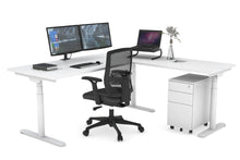  - Flexi Premium Height Adjustable Corner Workstation [1800L x 1450W] - 1