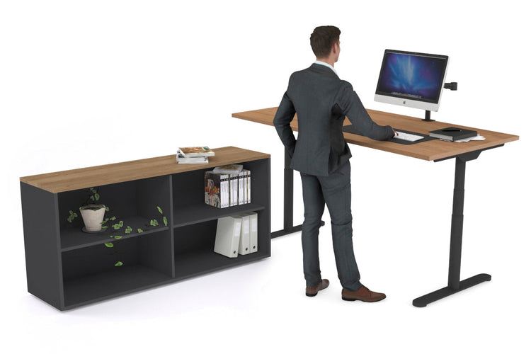 Flexi Premium Height Adjustable Desk Executive Setting [1800L x 700W] Jasonl black frame salvage oak open bookcase