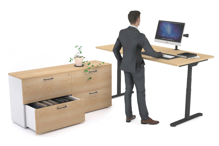 Flexi Premium Height Adjustable Desk Executive Setting [1800L x 700W] Jasonl black frame maple 4 drawer lateral filing cabinet