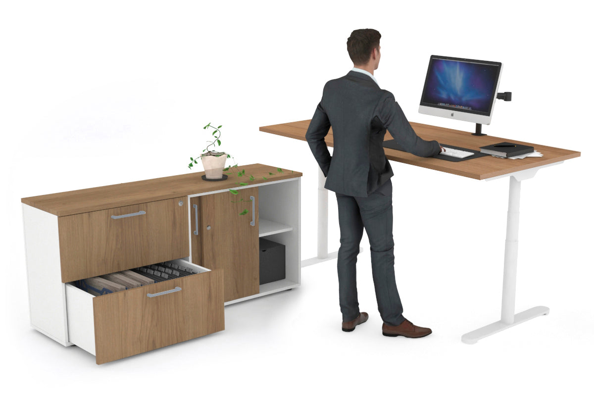 Flexi Premium Height Adjustable Desk Executive Setting [1800L x 700W] Jasonl white frame salvage oak 2 drawer lateral sliding door credenza