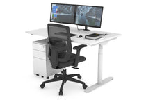  - Flexi Premium Height Adjustable Single Workstation [1200L x 800W with Cable Scallop] - 1