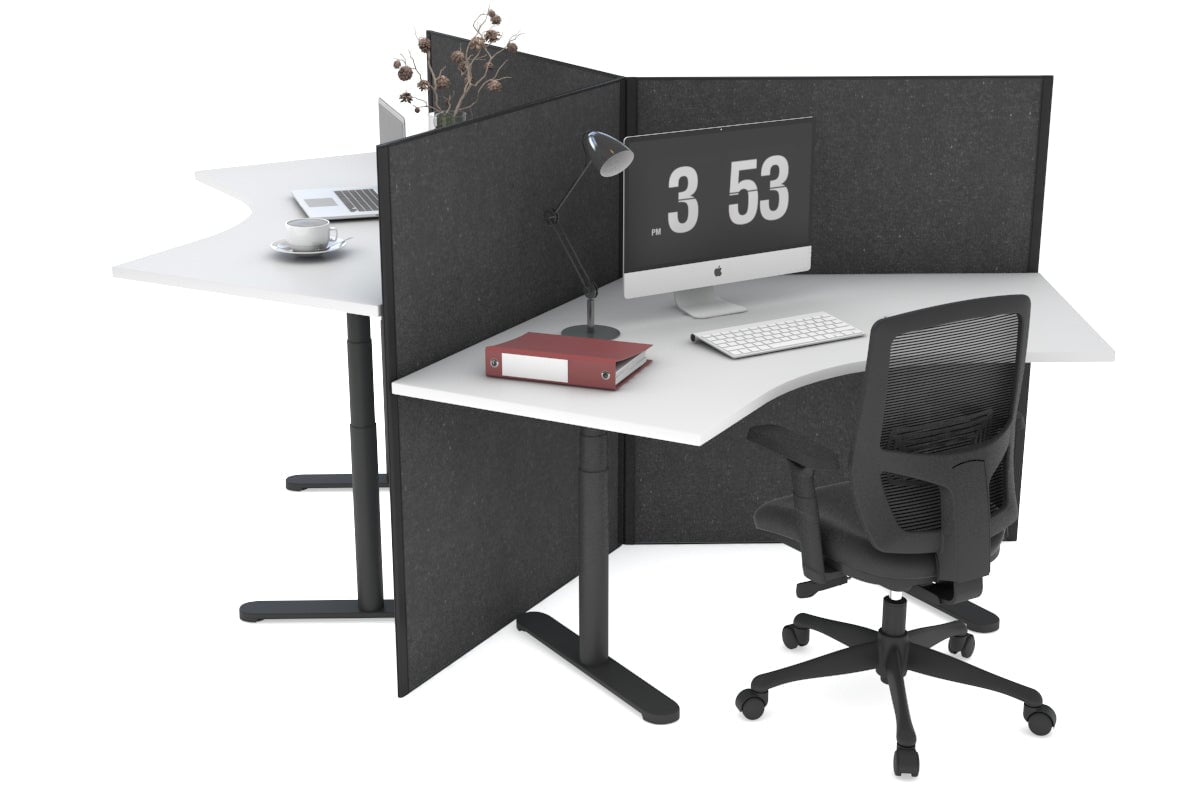 Flexi Premium Sit Stand 3 Person 120 Degree Workstation Jasonl black moody charcoal (1300H x 1200W)