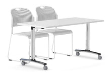 Folding / Flip Top Mobile Meeting Room Table with Wheels Chrome Legs Domino [1200L x 700W]