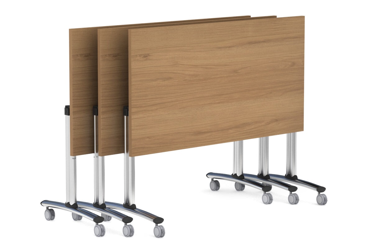 Folding / Flip Top Mobile Meeting Room Table with Wheels Chrome Legs Domino [1200L x 800W] Jasonl 