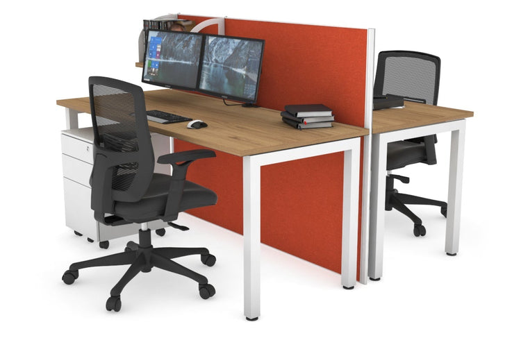 Horizon Quadro 2 Person Bench Square Leg Office Workstations [1800L x 700W] Jasonl white leg salvage oak orange squash (1200H x 1800W)