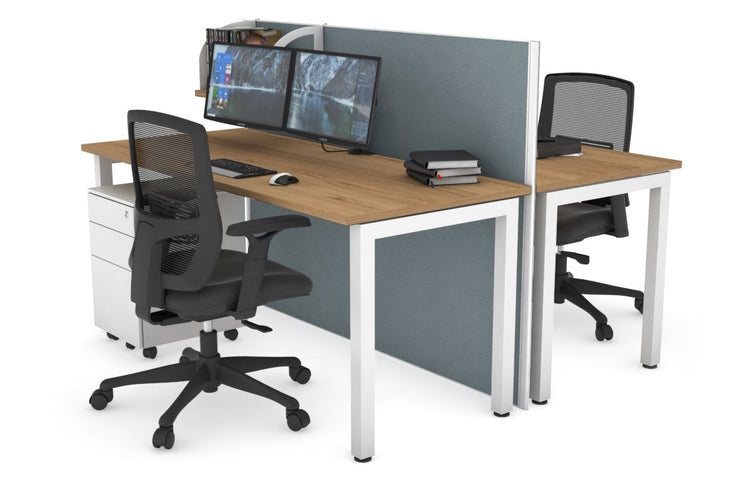 Horizon Quadro 2 Person Bench Square Leg Office Workstations [1800L x 700W] Jasonl white leg salvage oak cool grey (1200H x 1800W)