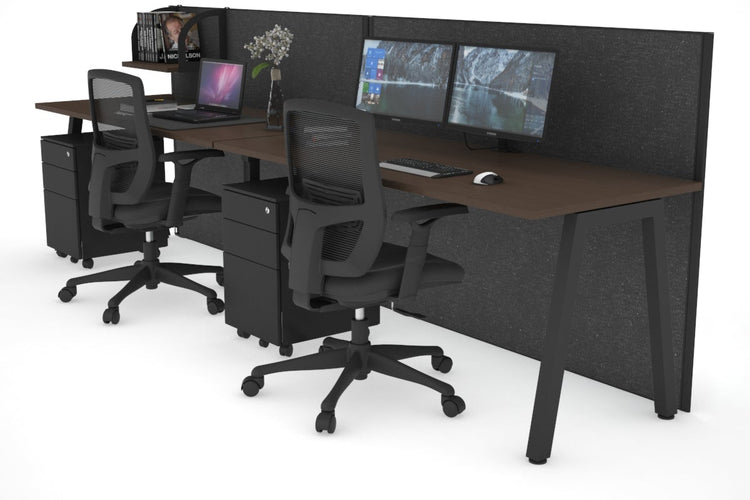 Horizon Quadro 2 Person Run A Leg Office Workstations [1200L x 700W] Jasonl black leg wenge moody charcoal (1200H x 2400W)