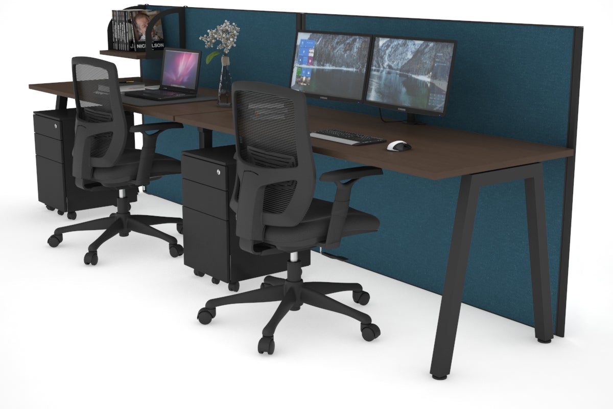 Horizon Quadro 2 Person Run A Leg Office Workstations [1200L x 700W] Jasonl black leg wenge deep blue (1200H x 2400W)