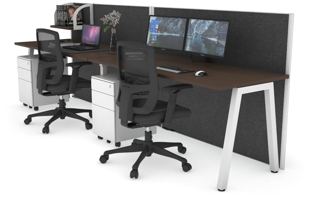 Horizon Quadro 2 Person Run A Leg Office Workstations [1200L x 700W] Jasonl white leg wenge moody charcoal (1200H x 2400W)