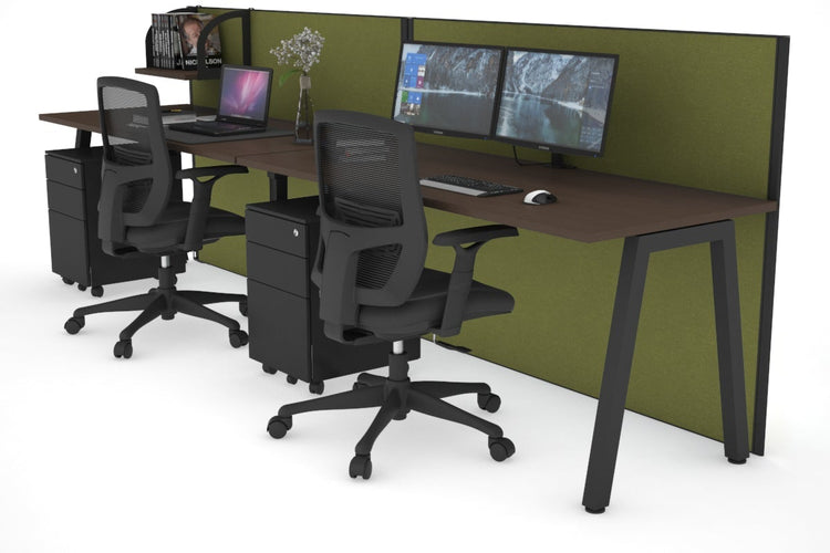 Horizon Quadro 2 Person Run A Leg Office Workstations [1200L x 700W] Jasonl black leg wenge green moss (1200H x 2400W)