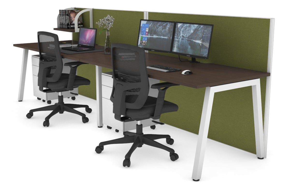 Horizon Quadro 2 Person Run A Leg Office Workstations [1200L x 800W with Cable Scallop] Jasonl white leg wenge green moss (1200H x 2400W)