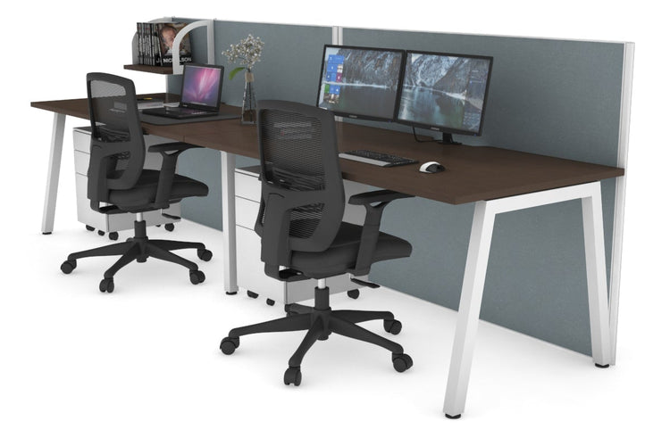 Horizon Quadro 2 Person Run A Leg Office Workstations [1200L x 800W with Cable Scallop] Jasonl white leg wenge cool grey (1200H x 2400W)