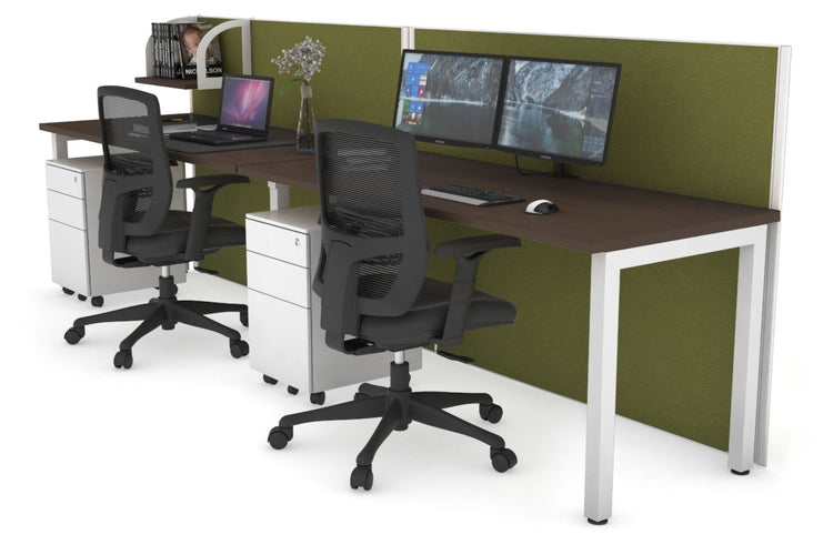 Horizon Quadro 2 Person Run Square Leg Office Workstations [1200L x 700W] Jasonl white leg wenge green moss (1200H x 2400W)