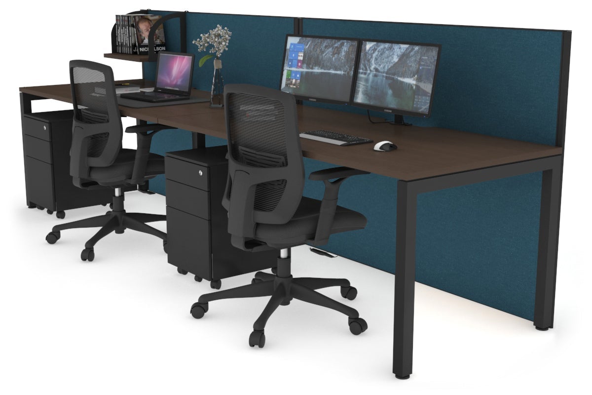 Horizon Quadro 2 Person Run Square Leg Office Workstations [1400L x 800W with Cable Scallop] Jasonl black leg wenge deep blue (1200H x 2800W)