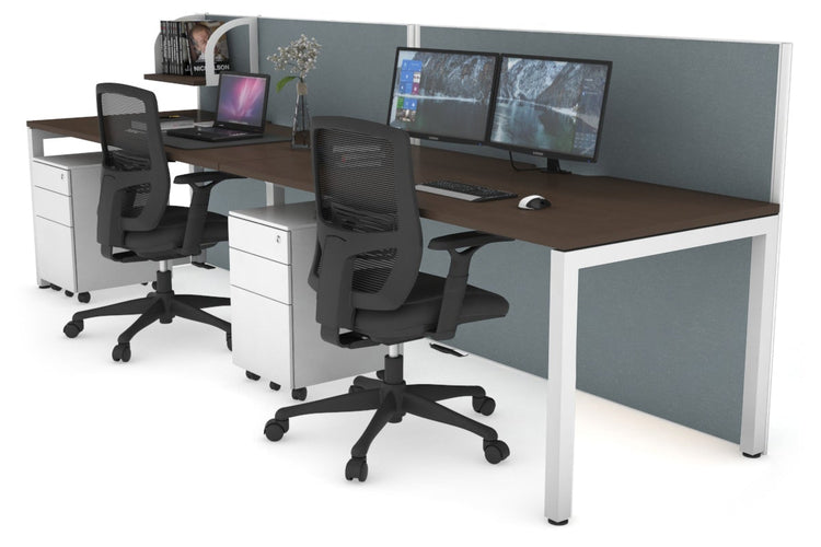 Horizon Quadro 2 Person Run Square Leg Office Workstations [1400L x 800W with Cable Scallop] Jasonl white leg wenge cool grey (1200H x 2800W)