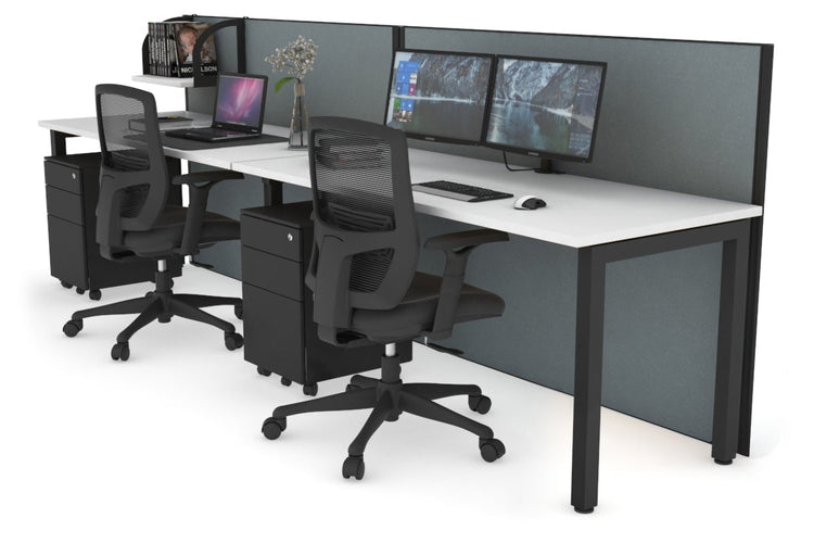 Horizon Quadro 2 Person Run Square Leg Office Workstations [1800L x 700W] Jasonl black leg white cool grey (1200H x 3600W)