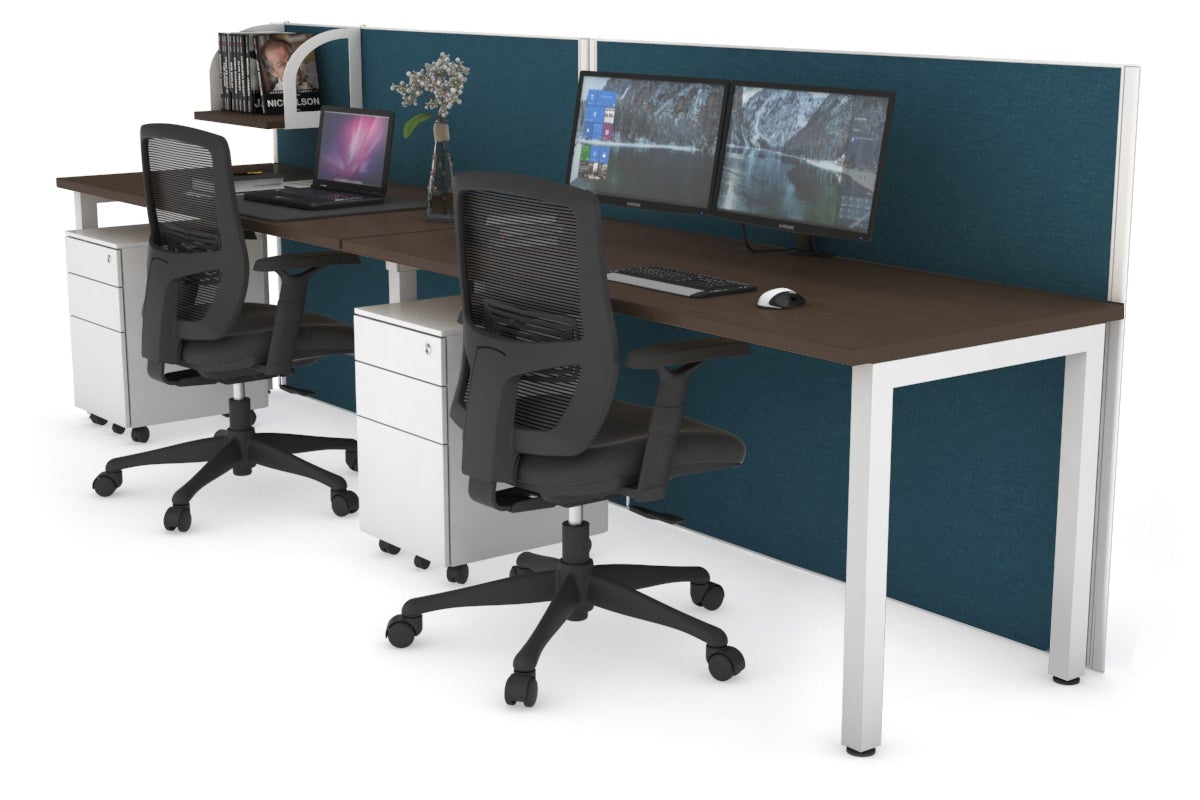 Horizon Quadro 2 Person Run Square Leg Office Workstations [1800L x 700W] Jasonl white leg wenge deep blue (1200H x 3600W)