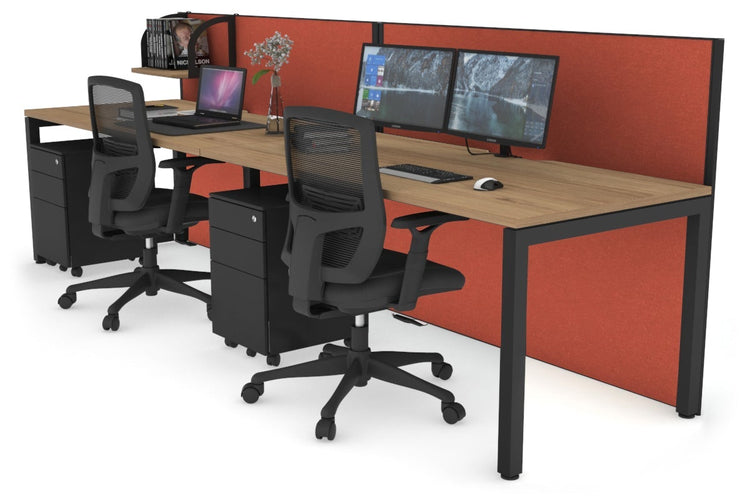 Horizon Quadro 2 Person Run Square Leg Office Workstations [1800L x 800W with Cable Scallop] Jasonl black leg salvage oak orange squash (1200H x 3600W)