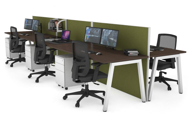 Horizon Quadro 6 Person Bench A Leg Office Workstations [1200L x 800W with Cable Scallop] Jasonl white leg wenge green moss (1200H x 3600W)