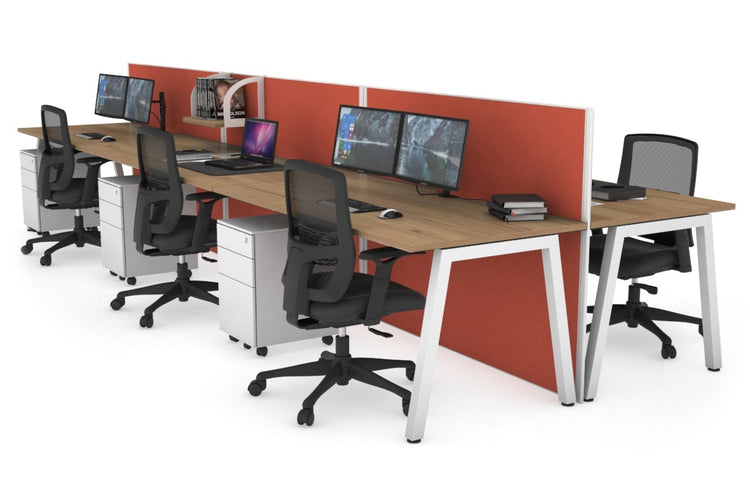Horizon Quadro 6 Person Bench A Leg Office Workstations [1200L x 800W with Cable Scallop] Jasonl white leg salvage oak orange squash (1200H x 3600W)