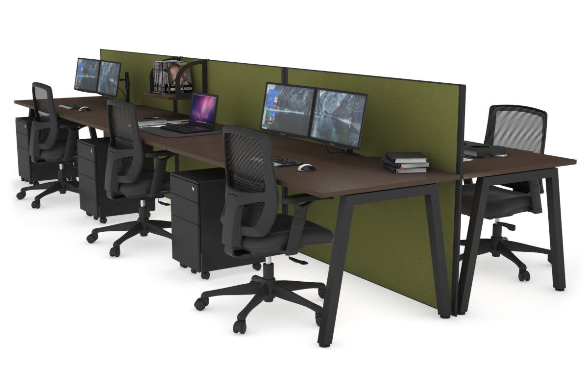 Horizon Quadro 6 Person Bench A Leg Office Workstations [1800L x 800W with Cable Scallop] Jasonl black leg wenge green moss (1200H x 5400W)