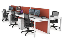  - Horizon Quadro 6p Bench Square Leg Office Workstation [1400L x 800W with Cable Scallop] - 1