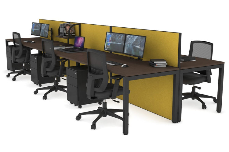 Horizon Quadro 6p Bench Square Leg Office Workstation [1400L x 800W with Cable Scallop] Jasonl black leg wenge mustard yellow (1200H x 4200W)