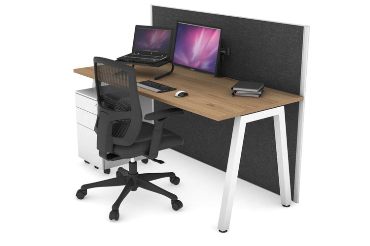 Horizon Quadro A Leg Office Desk [1200L x 700W] Jasonl white leg salvage oak moody charcoal (1200H x 1200W)