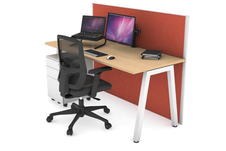 Horizon Quadro A Leg Office Desk [1600L x 700W] Jasonl white leg maple orange squash (1200H x 1600W)