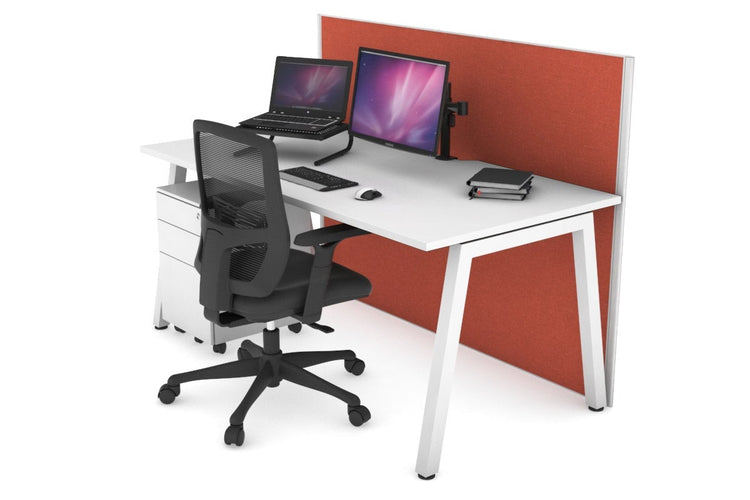 Horizon Quadro A Leg Office Desk [1600L x 800W with Cable Scallop] Jasonl white leg white orange squash (1200H x 1600W)