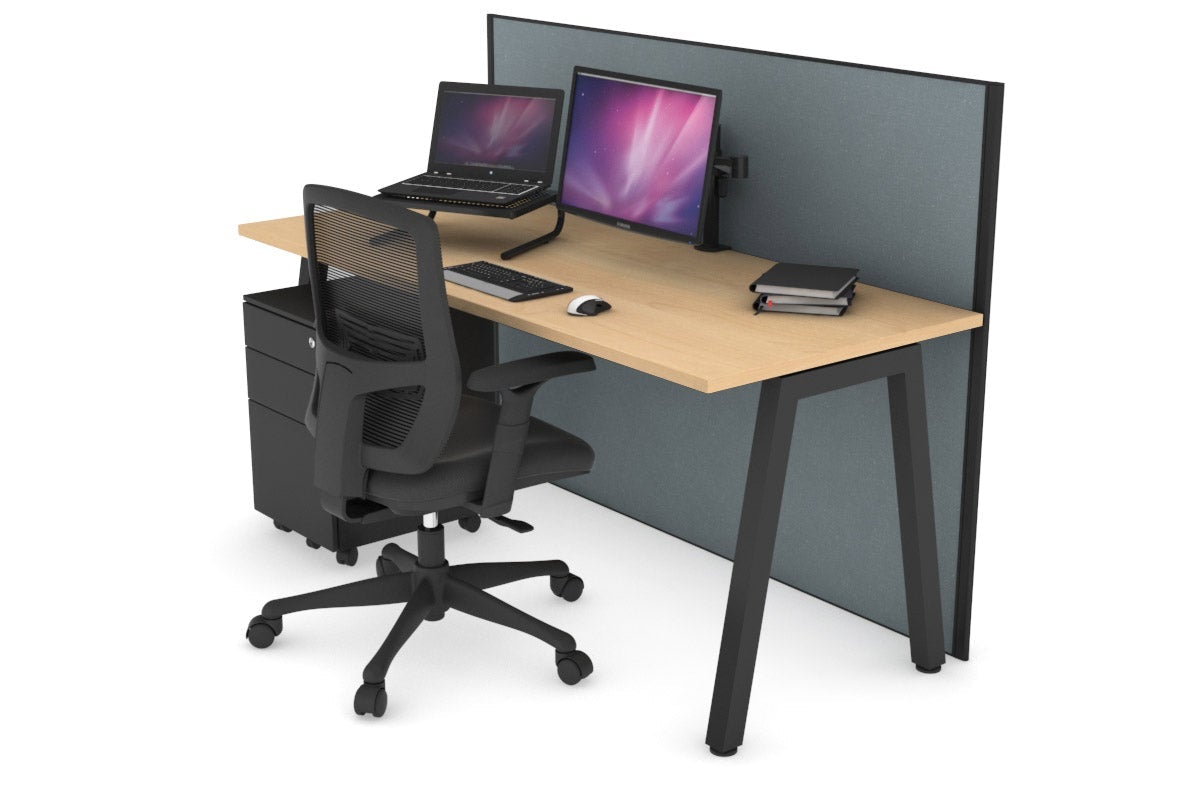 Horizon Quadro A Leg Office Desk [1800L x 700W] Jasonl black leg maple cool grey (1200H x 1800W)